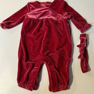 Just One You by Carters Velvet Coverall & Headband, Size 3M
